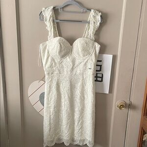 Guess White Satin Fabric